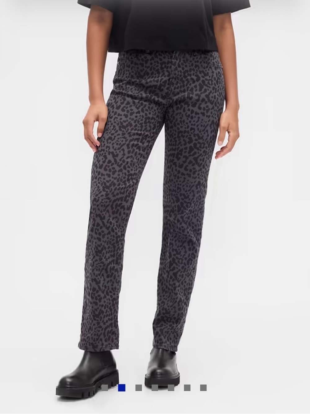 GAP Gray w/Black Leopard Print 90’s Straight-Leg Pants size 10/30